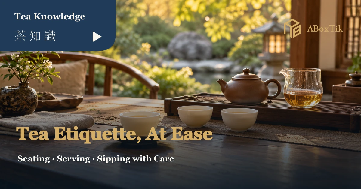 Warm garden tea table with a ceramic pot, fairness pitcher and three cups with space at the rim