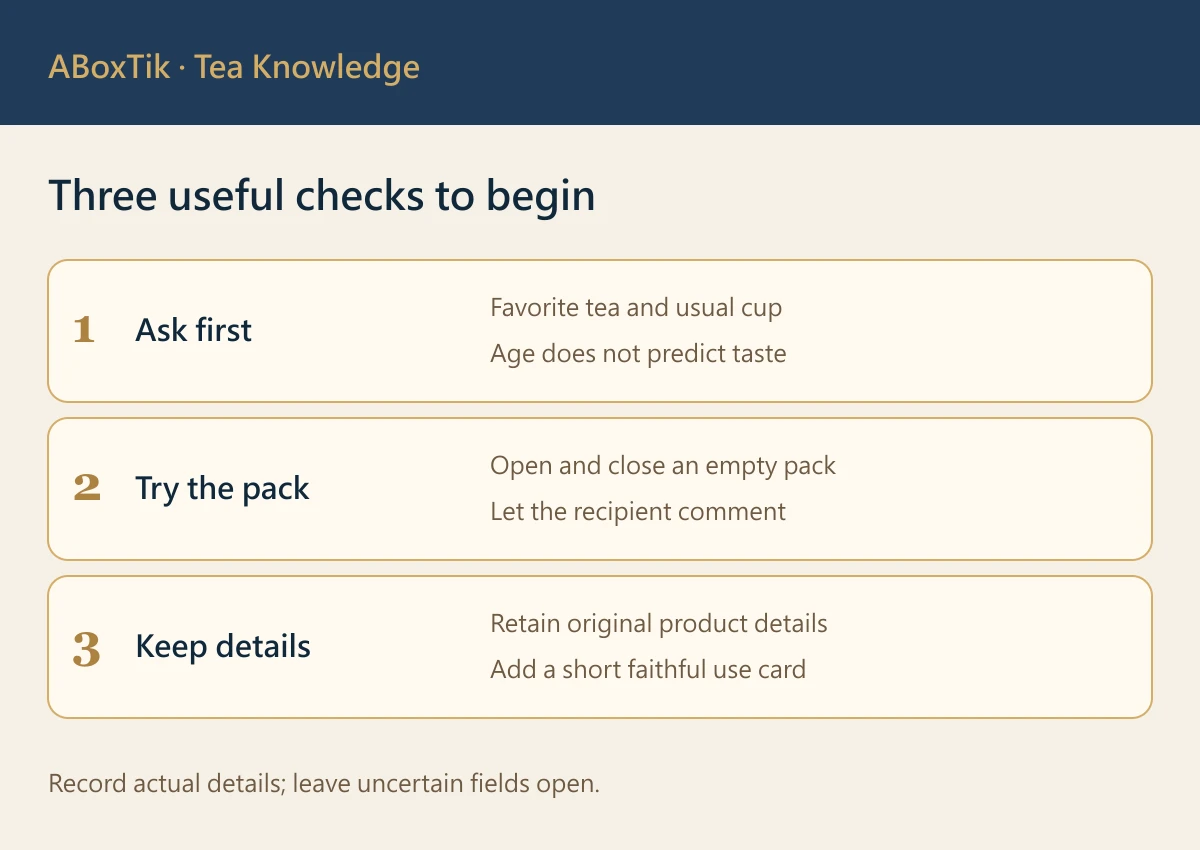 Tea gifts for elders handling checklist from reading labels to opening and resealing