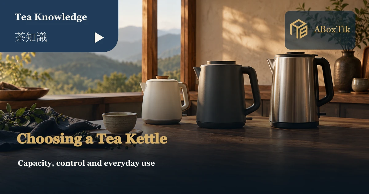 Three water kettles and teaware