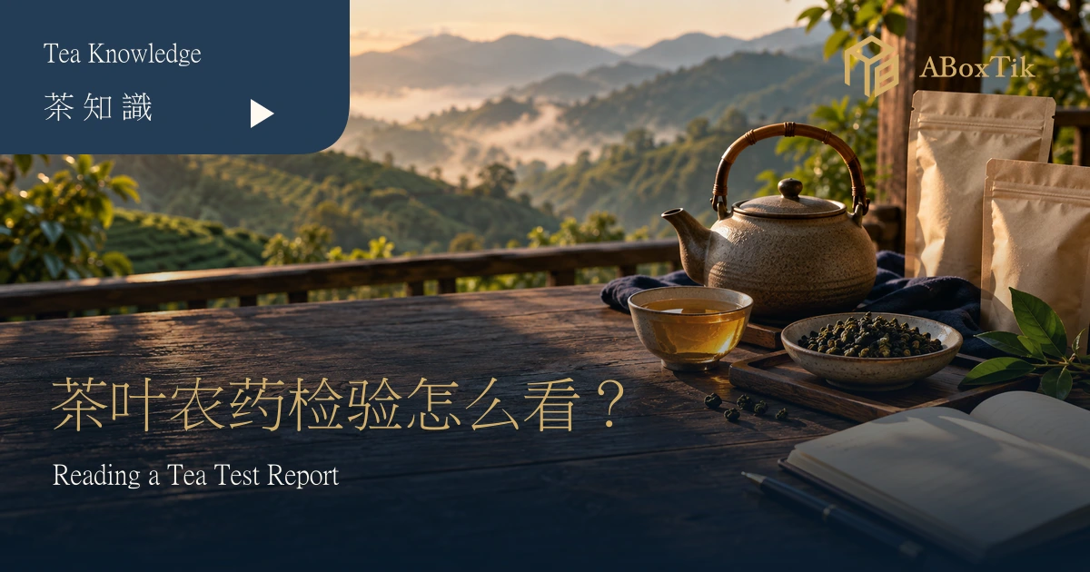 茶叶农药残留检测信息查阅情境：茶席、样品袋与笔记本