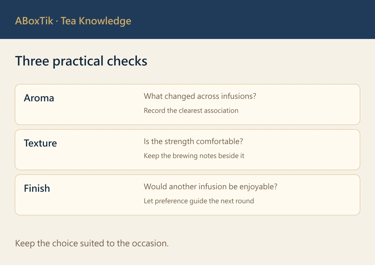 Does Tea Re-steep Well? Quality, Leaves and Brewing - ABoxTik 一盒精品 3 Three practical checks: Aroma, Texture, Finish