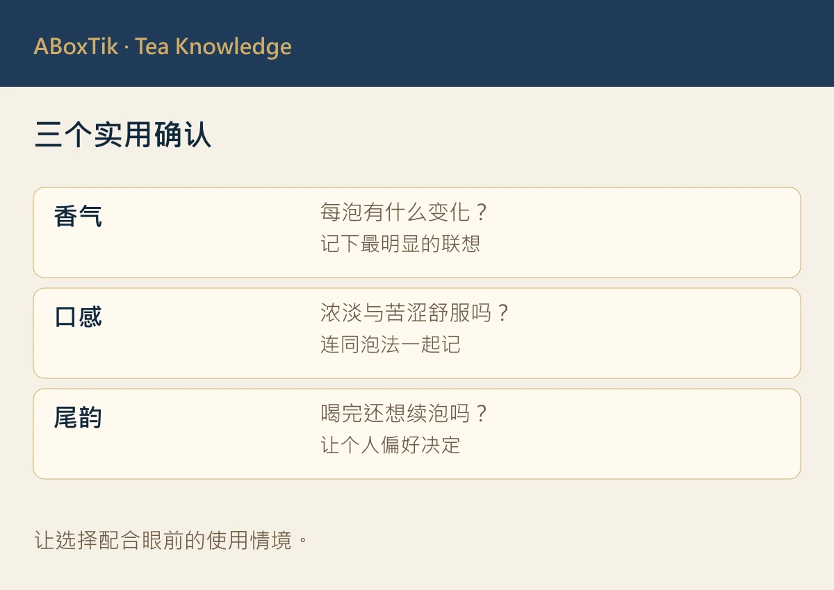 耐泡度代表品质吗?叶质、制程与冲泡条件的影响 - ABoxTik 一盒精品 3 三个实用确认: 香气, 口感, 尾韵