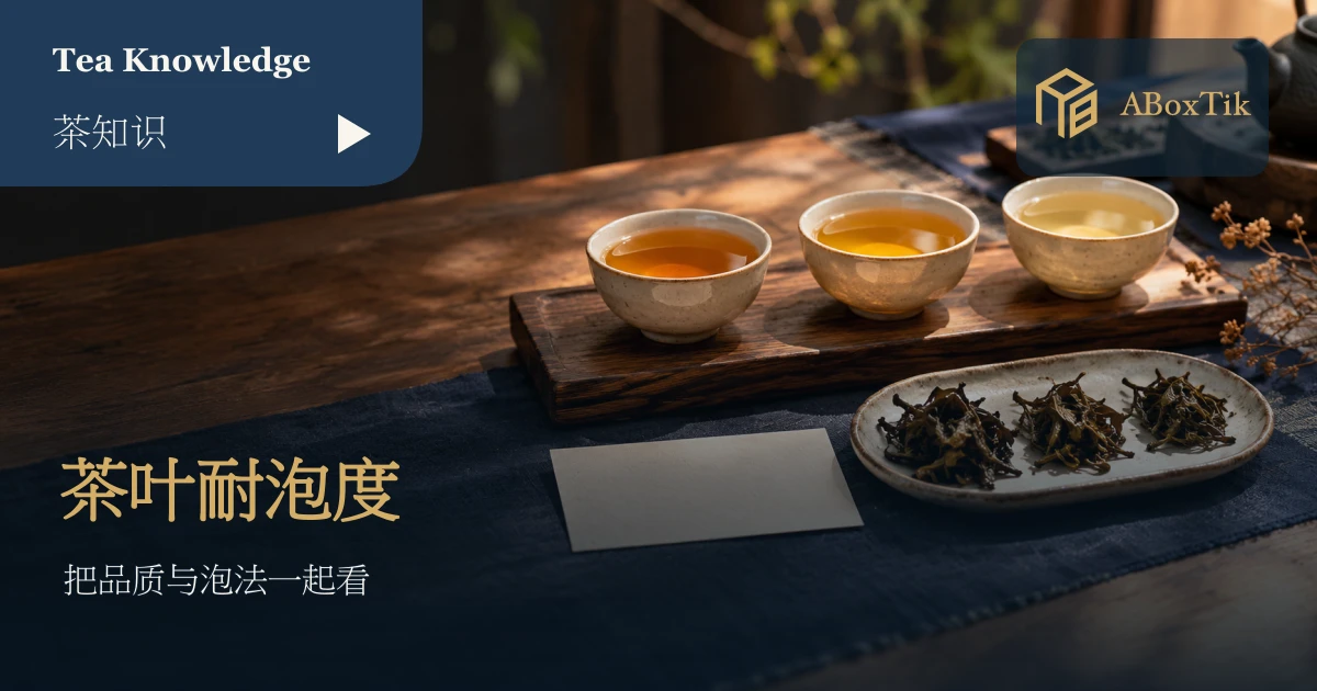 耐泡度代表品质吗?叶质、制程与冲泡条件的影响 - ABoxTik 一盒精品 1 木桌上的三杯茶汤与空白比较卡