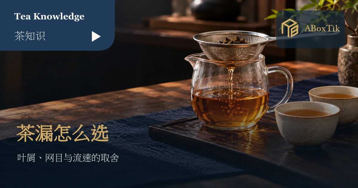 玻璃茶海上方的茶漏与旁边的茶杯