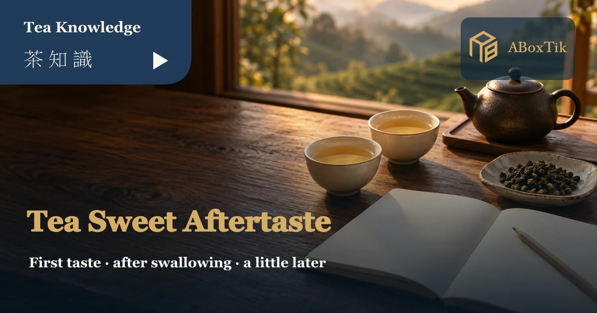 Tea sweet aftertaste setting with amber tea, teapot and a blank tasting notebook