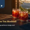 Two berry tea drinks, berries and a ceramic teapot