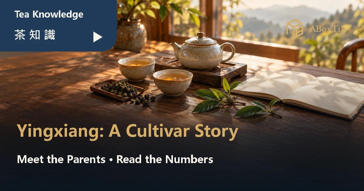 Warm tea table with two oolong cups, a teapot, illustrative tea sprigs and a blank notebook